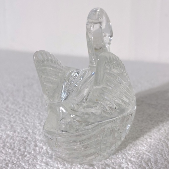 Vintage Clear Glass Swan Trinket Dish - Picture 8 of 11
